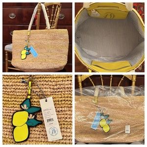 NEW XL Draper James St Simon Straw Bag XL 🍋 Straw & Leather ~ Natural & Yellow
